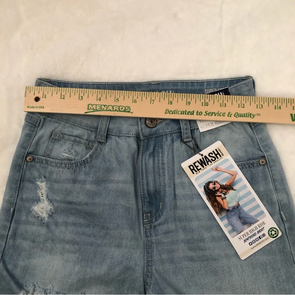 REWASH SIZE 24 SUPER HIGH RISE BOYFRIEND DENIM SHORTS VINTAGE REUNION NWT - Picture 14 of 14